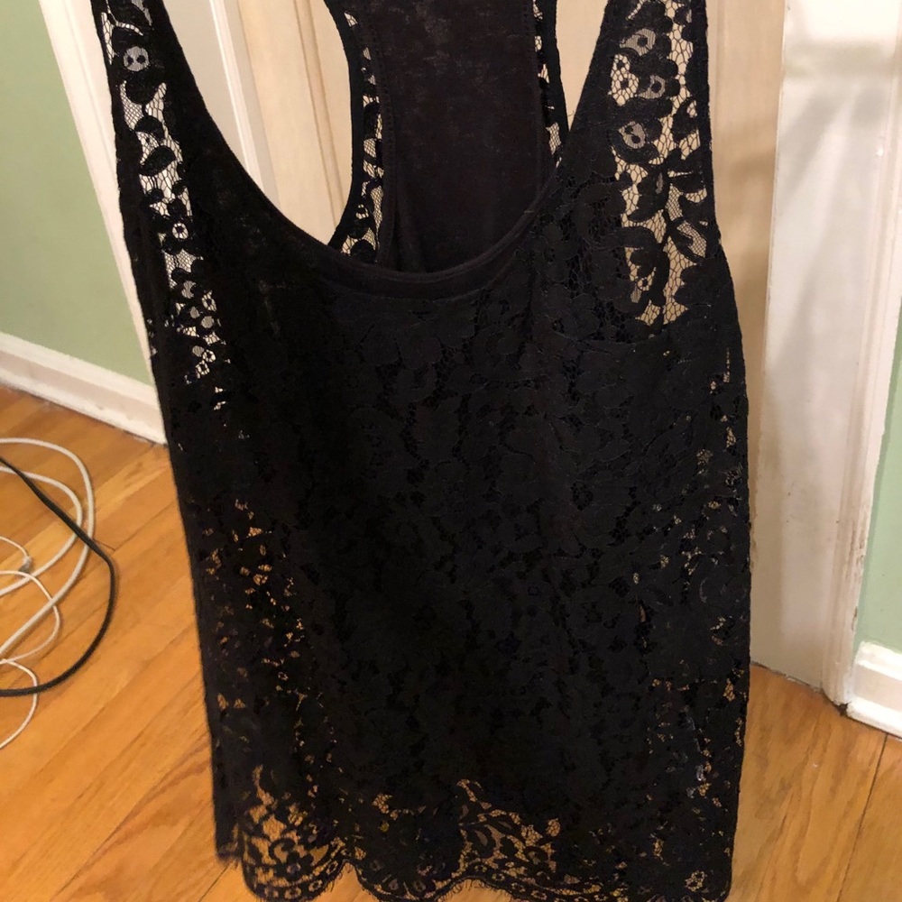NWOT Joie Lace black top, w/ black tank attached